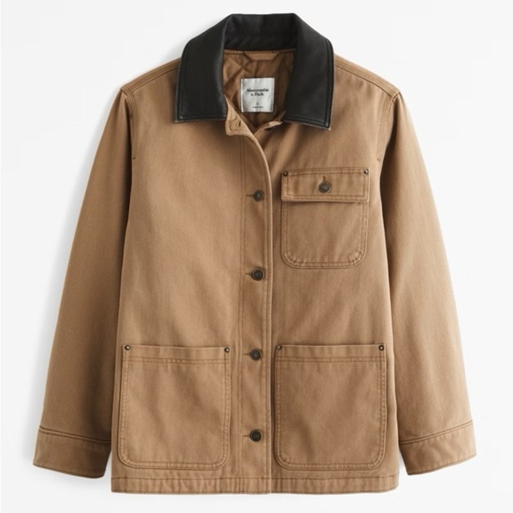 Abercrombie & Fitch Workwear Jacket XS Twill Utility Button Front Tan